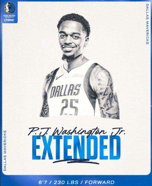 4年9000万！独行侠官宣提前续约华盛顿 将有6个月交易限制期